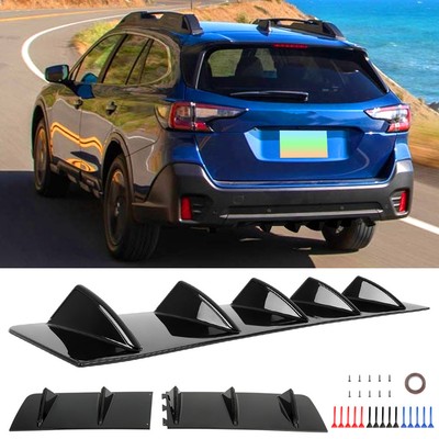 For Subaru Outback Rear Bumper Lips Diffuser Shark 5 Fin Spoiler Splitter Black