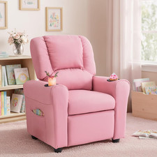 Candy Kids Reclining Chair Leather Recliner Sofa Push Back Toddler Youth Childre