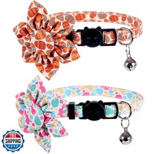Easter Cat Collar Breakaway with Sunflower and Bell for Kitty Adjustable Safe