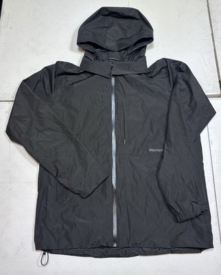 Marmot Rain Windbreaker Jacket Mens L Black Waterproof Hooded Shell RN 79448