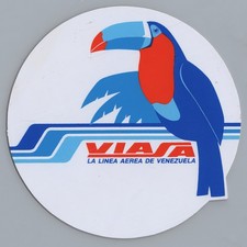VIASA Airline Sticker Label Vintage Original Toucan Bird Linea Area De Venezuela