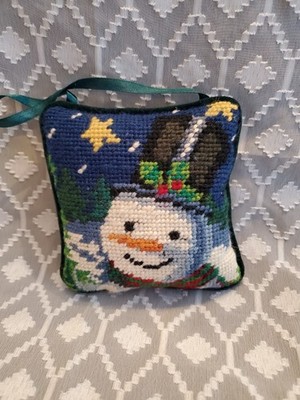 Vtg Snowman  Needlepoint