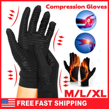 2 Pairs Copper Arthritis Compression Gloves Hand Support Joint Pain Relief Sport
