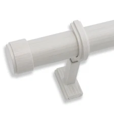 BlastHome Luxury Fixed 1.25" Curtain Rod Set 4ft Brushed White Non-Adjustable