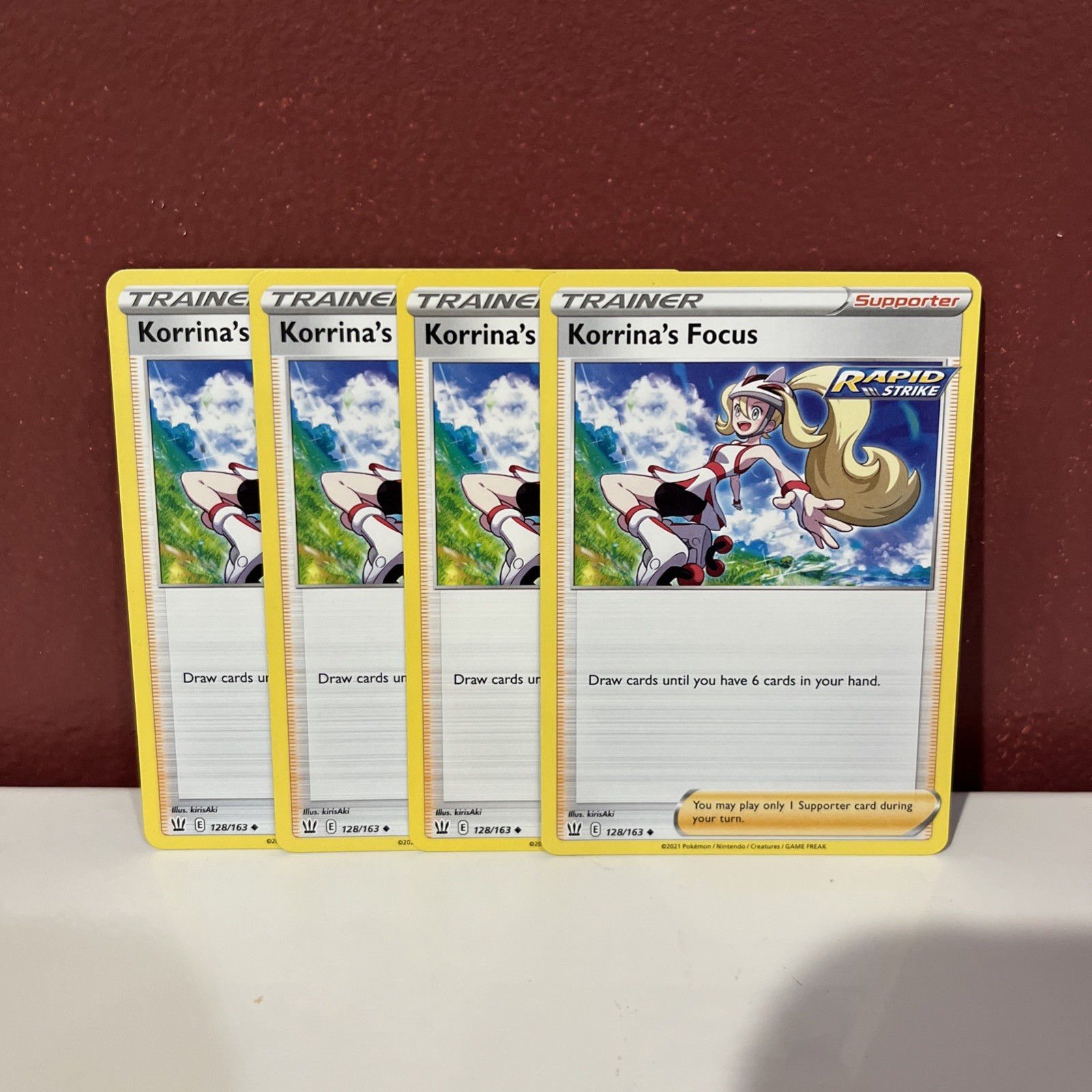 Pokemon Trainer Card Korrina's Focus 128/163 Battle styles x4 Supporter Playset