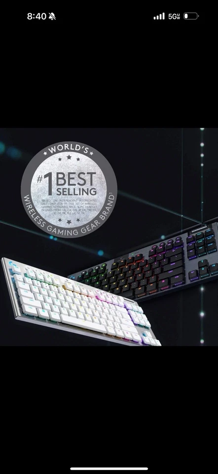 Logitech G915 LIGHTSPEED TKL Wireless Mechanical GL Tactile Gaming Keyboard NEW - Image 3 of 4