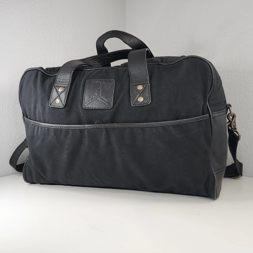 РЕДКАЯ спортивная сумка Jordan Brand x Cole Haan черная кожаная холщовая с коллаборацией Weekender - Изображение 3 из 4