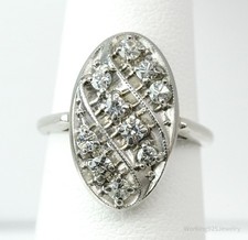 Art Deco 14K White Gold Diamond Ring Size - 4.75