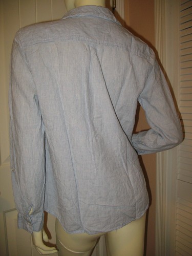 Camisa a Rayas Coldwater Creek Top Manga Larga Azul Preppy Informal Elegante - Imagen 12 de 12