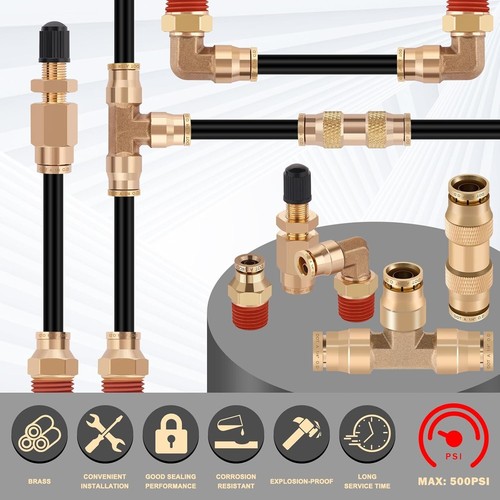 50 Fuß 1/4 Punkt Luftleitung mit 10 Stck Messing DOT Druckluft Bremsleitung Armaturen Kit 15 Meter - Bild 6 von 7