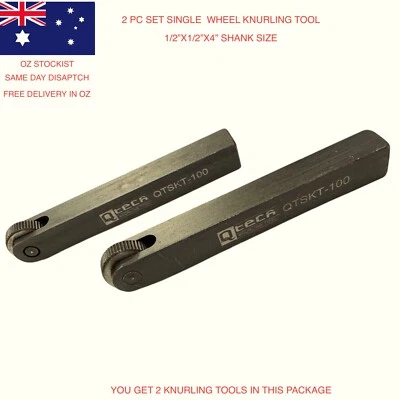 Q-TECH 2 PC Knurling Tool Single Knurl Straight Linear Knurling 1/2"x1/2"x4" SHANK SET