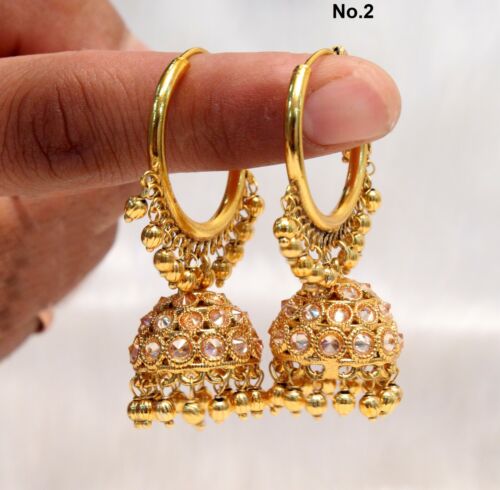 Jhumka Bali Gold Hoop Earrings/Bollywood Indian Jewelry Jewellery Jhumki |  eBay