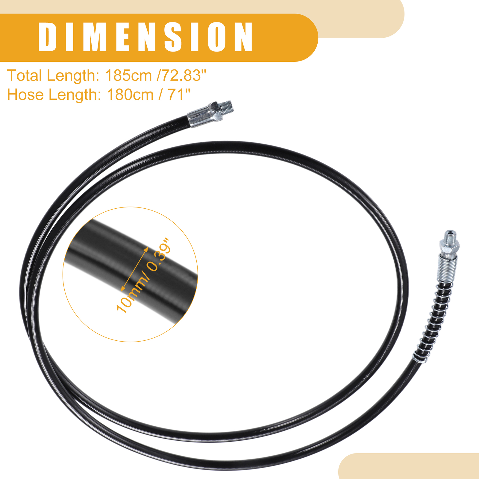 ONE 71 Inch  1/8" NPT Grease Gun Flex Hose Grease Hose Extension Universal