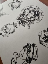 RARE 1950's Ralph Johnstone Milton Zeis Traditional Vintage Tattoo Flash Sheet 9