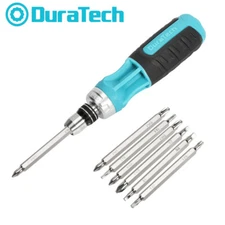 DURATECH 12-in-1 Ratcheting Screwdrivers Multi-bit Screw Drivers Quick-Load Bits