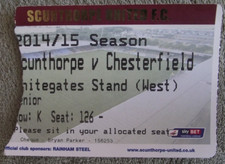 2014-15  Scunthorpe United v Chesterfield - Division One- Ticket Stub