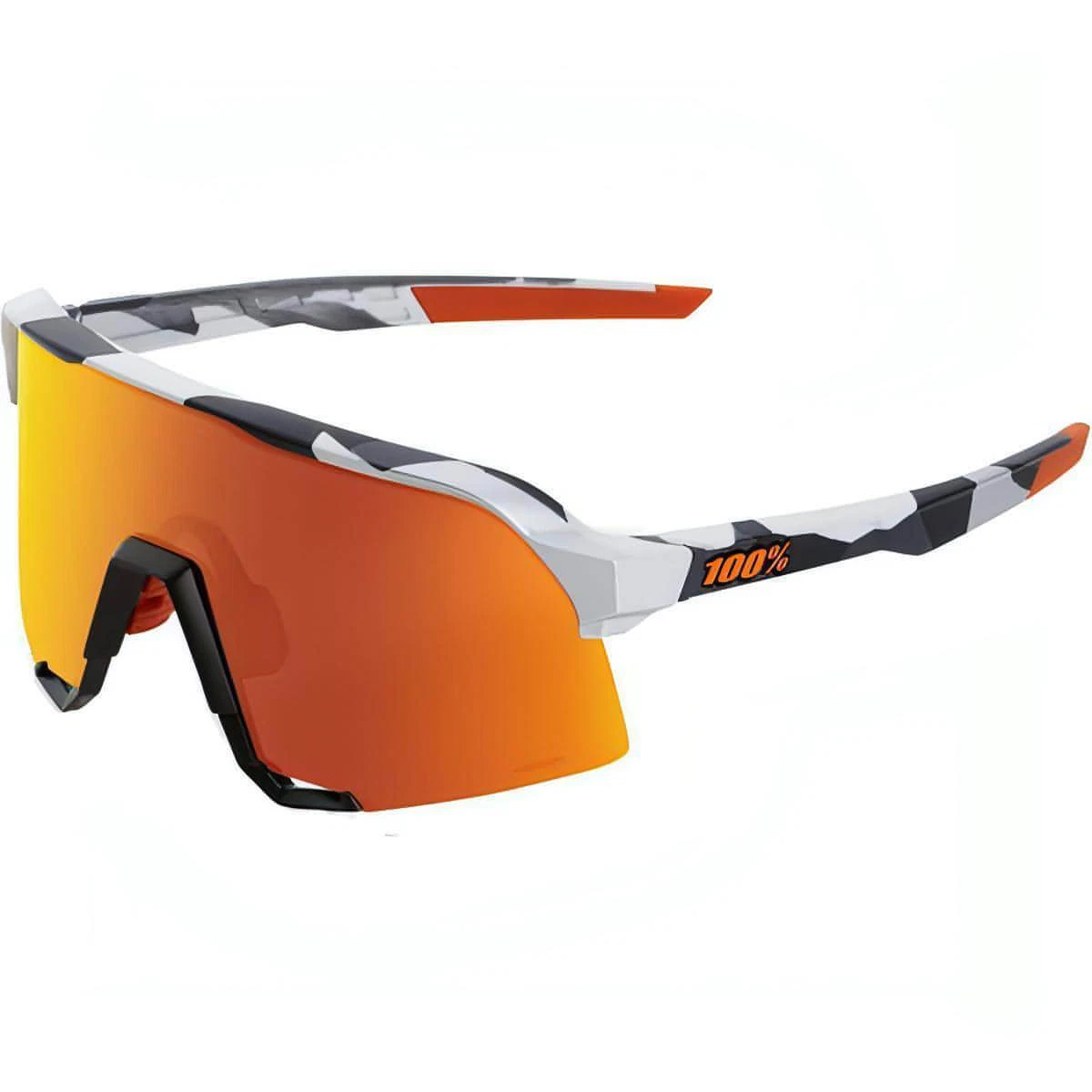 100 S3 Grey Camo Sunglasses With Hiper Red Multilayer Mirror Lens