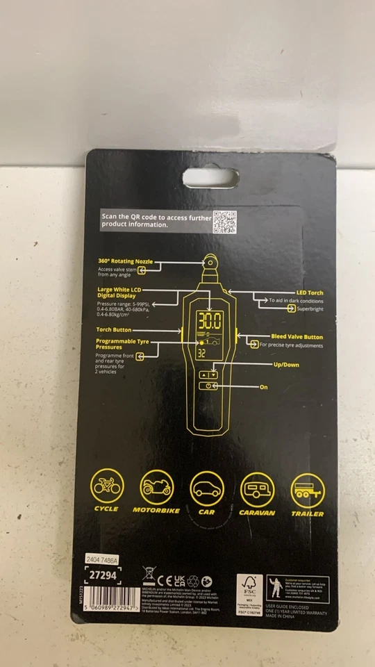 Michelin Programmable Digital Tyre Pressure Gauge - 27294 - Image 3 of 4