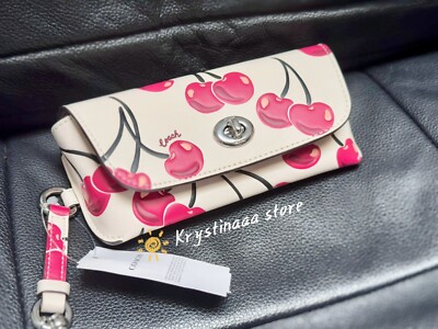 NWT Coach Sunglass Case With Cherry Print CZ432 Chalk Multi | eBay