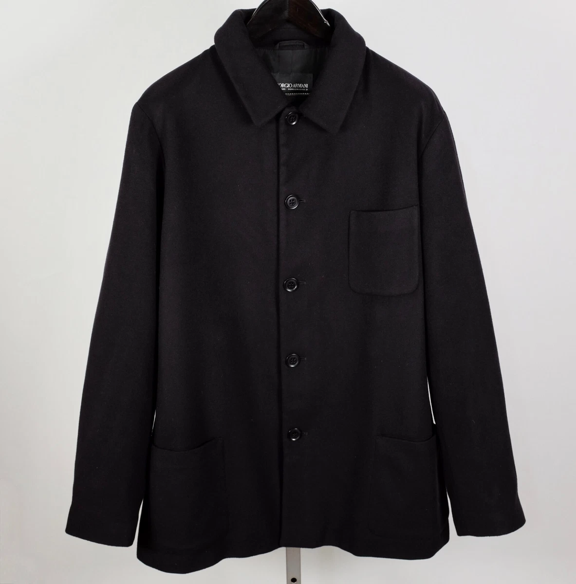Giorgio Armani Overcoat Black Coats, Jackets & Vests for Men for