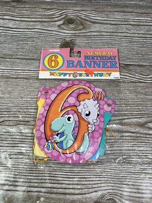 Vintage Unique Numeral Birthday Celebration Banner 6th Birthday Six Years Old