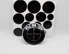 All Black Emblem Blackout Sticker Fits Hood Trunk Wheels Steering Wheel For BMW 