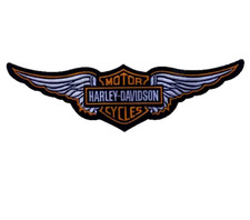 Harley-Davidson Large 15" Wing Patch White Orange Sew On / Iron On