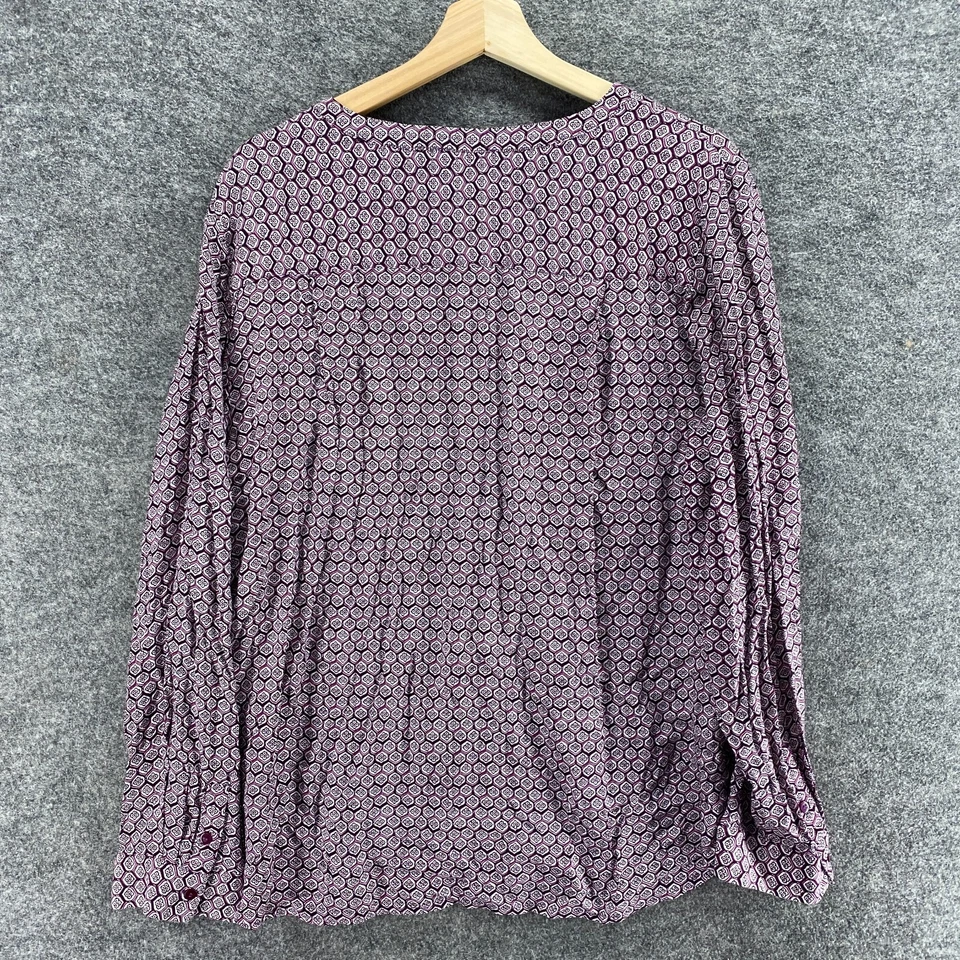 Blusa Dressbarn Mujer M Mediana Púrpura Geométrica Cuello en V Manga Larga Informal Foto 2 de 4