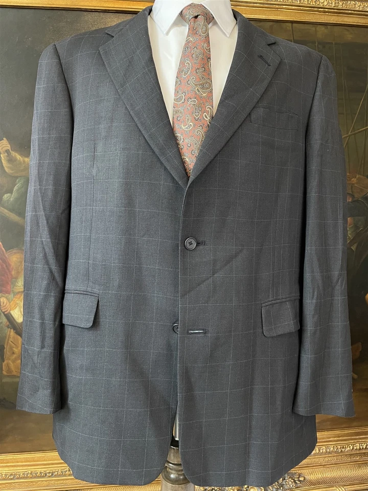 VTG Austin Reed 44L 34 x 34 2Pc USA MADE 100% Wool Dark Gray Check 2Btn Suit - Image 4 of 4