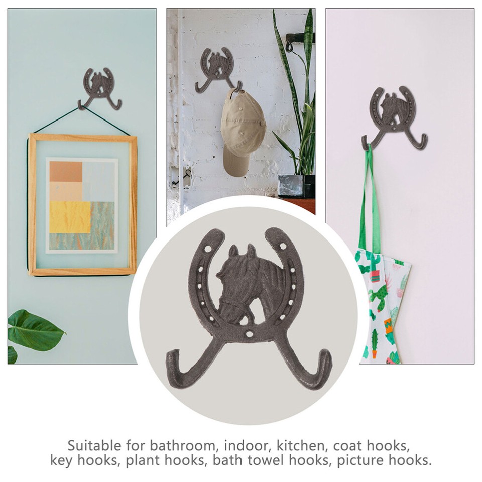 4 Pcs Wallmounted Hook Horse Head Hoof Double Horseshoe Hooks eBay