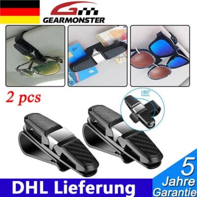 GEARMONSTER 2 Stück Brillenhalter Auto Sonnenbrillen Halterung für Auto mit Karten Clip