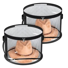 2pcs Hat Storage Box, Large Travel Round Hat Carrier Case Organizer Container