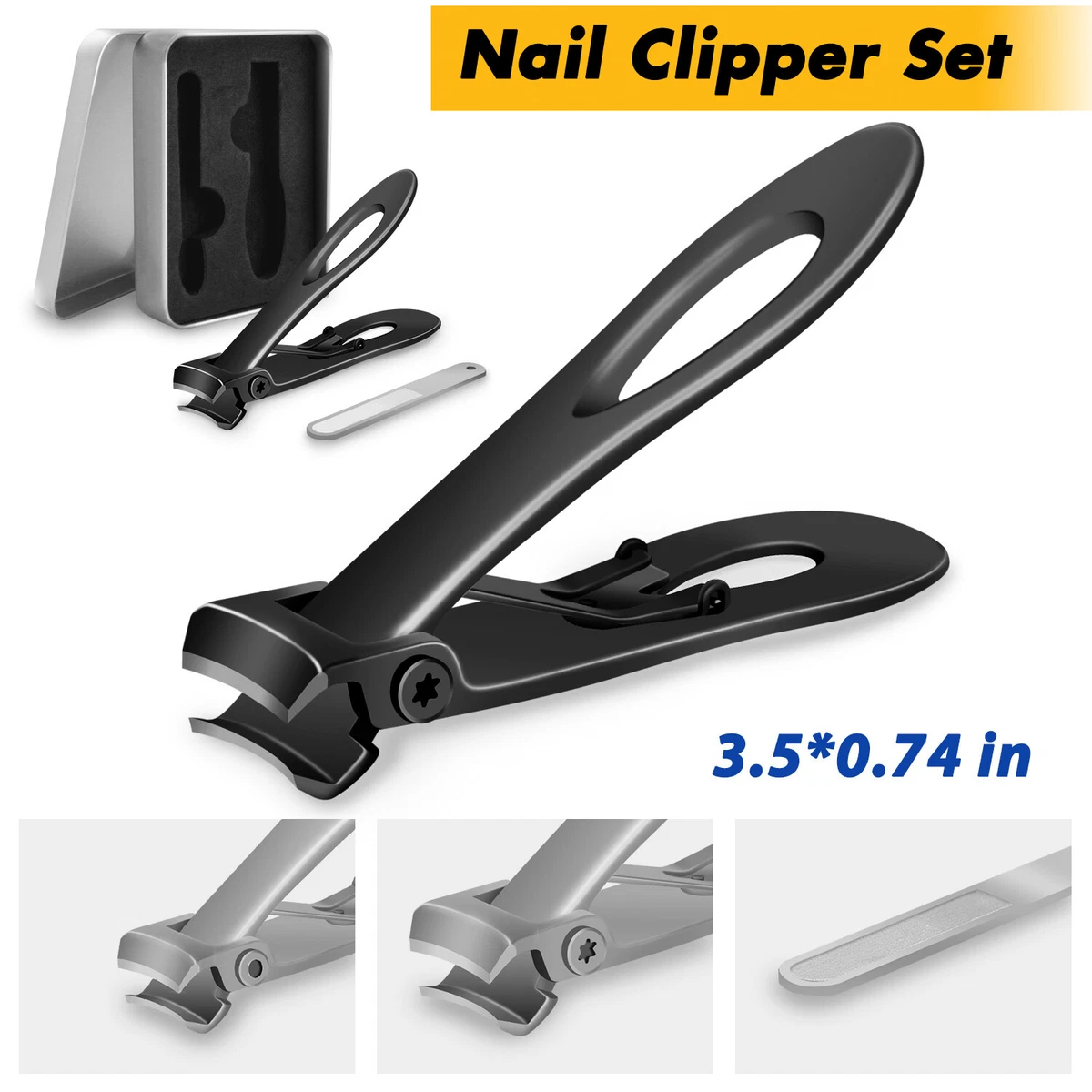 Nail Clippers for Thick Nails 15mm Wide Jaw Opening Extra Large Clippers  Cutter with Nail File Heavy Duty for Ingrown Toenails