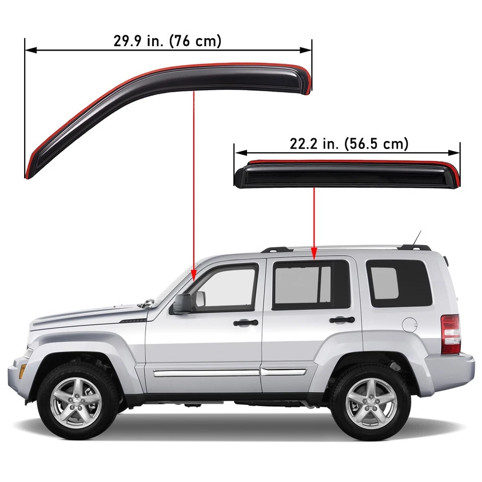 In-Channel Window Vent Visors Rain Guards Deflectors for 2008-2013 Jeep Liberty Foto 2 de 4