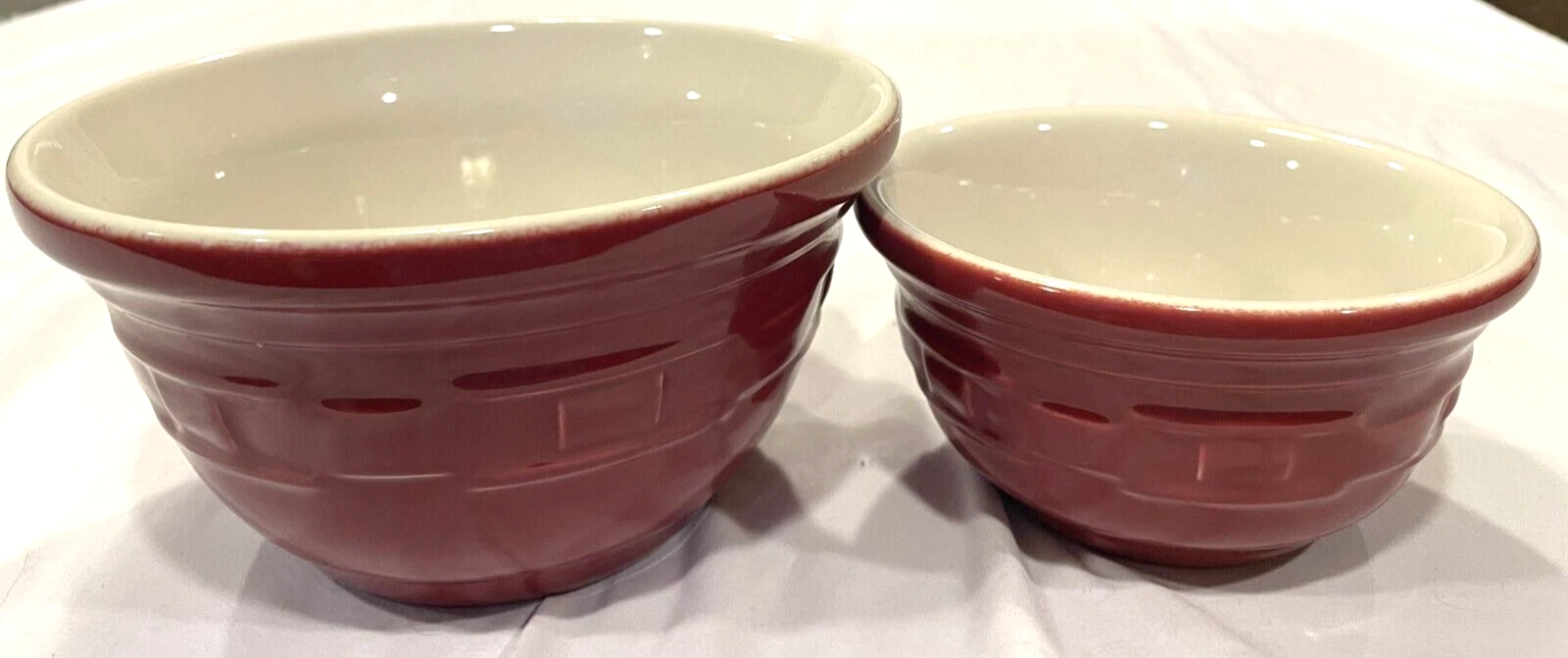 2 LONGABERGER TIP & MIX MIXING BOWLS 6 & 8 INCH PAPRIKA -FREE SHIP