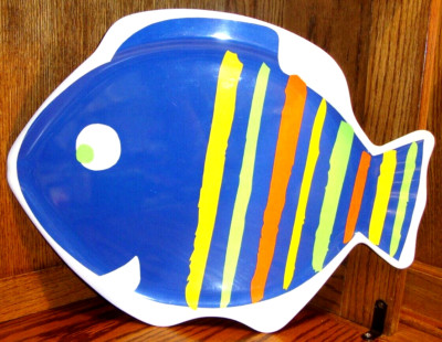 Proffitts Melamine Fish-Shaped Serving Tray~Colorful~Poolside Decor~Camping  687