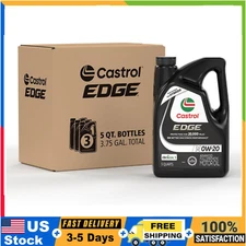 Castrol EDGE 0W-20 Full Synthetic Motor Oil 5 Quart x 3 Pack, Engine Protection