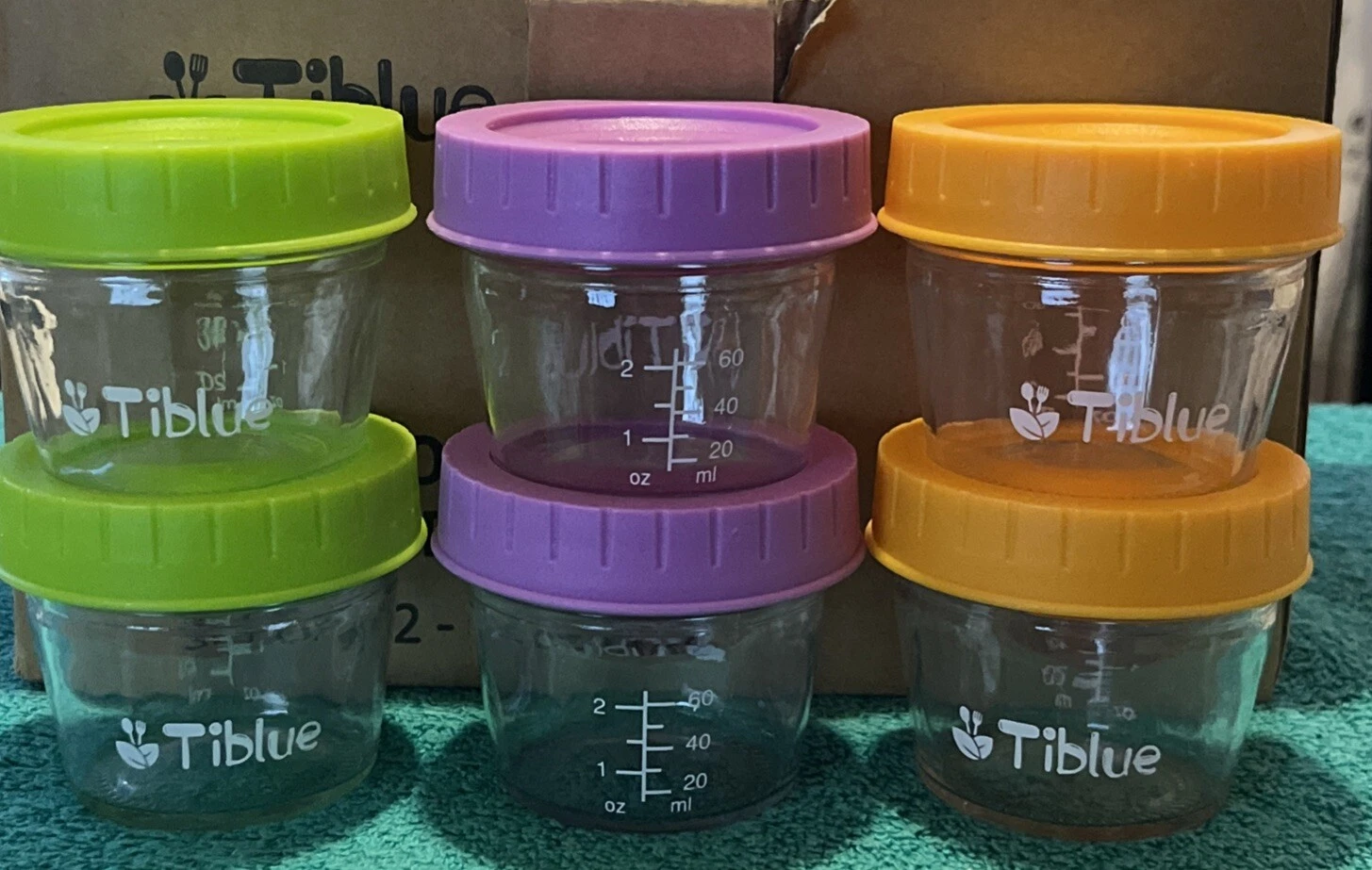 Tiblue 12 Pc - 4OZ Leakproof Jars With Color Tops New In Box