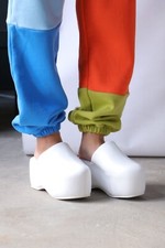 Simon Miller White Vegan Leather Platform Bubble Clogs, Size 7 | 37