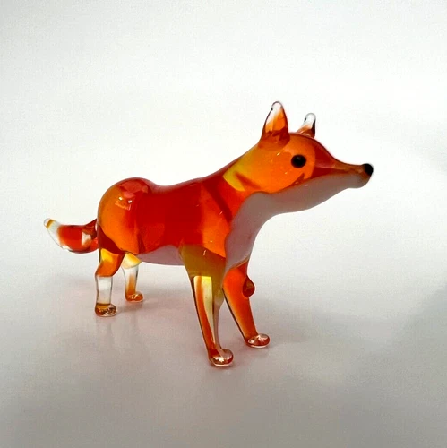 New Collection! Murano Glass, Handcrafted Unique Fox Figurine, Glass Art