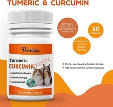 Turmeric Curcumin for Dogs Cats Hip Joint Support, Heart Immune Health