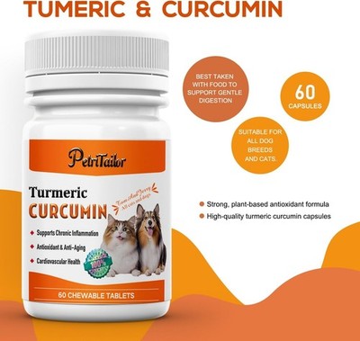 Turmeric Curcumin for Dogs & Cats Hip & Joint Support, Heart & Immune Health