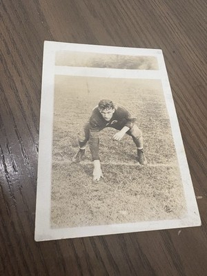 VTG 1940s Black & White Photo College Football Player In Low Three Point Stance 