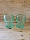 Vintage Set Of 2 Anchor Hocking Georgian Green Glass Honeycomb 3" Tumblers