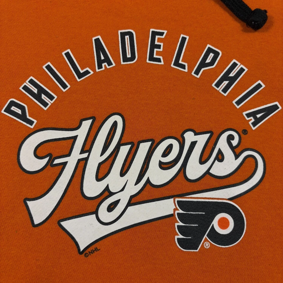 Vintage Philadelphia Flyers Hoodie Womens Medium Orange Fanatics Ice Hockey NHL - Image 2 of 4