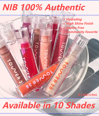 100% Authentic Tower 28 Lip Jelly Hydrating Non-Sticky Lip Oil,10 SHADES,0.13 oz