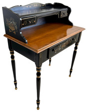 Ethan Allen Hitchcock Style Ebonized Stencil Gilt Decorated Writing Desk