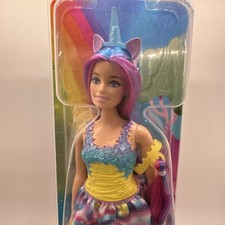 2022 Barbie Dreamtopia Unicorn Doll NIB Purple Blue Hair Clip On Tail