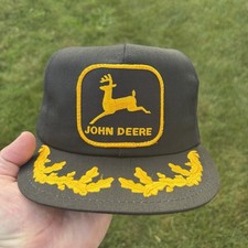 Vintage John Deere Hat 90s K-Products Snapback Black & Yellow Farm Cap w/ Patch