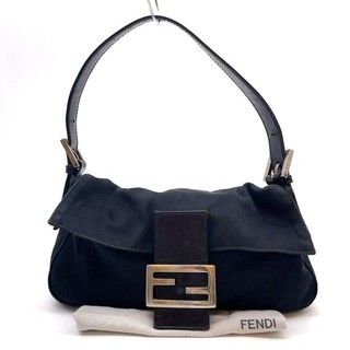 AuthFendi Mamma Baguette Jersey Cotton Black One Shoulder Bag W/Dustbag NS040825